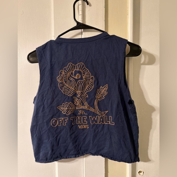Vans Women's Dark Blue Crop Tank Top with Flower Lizzie Armanto - Picture 1 of 4